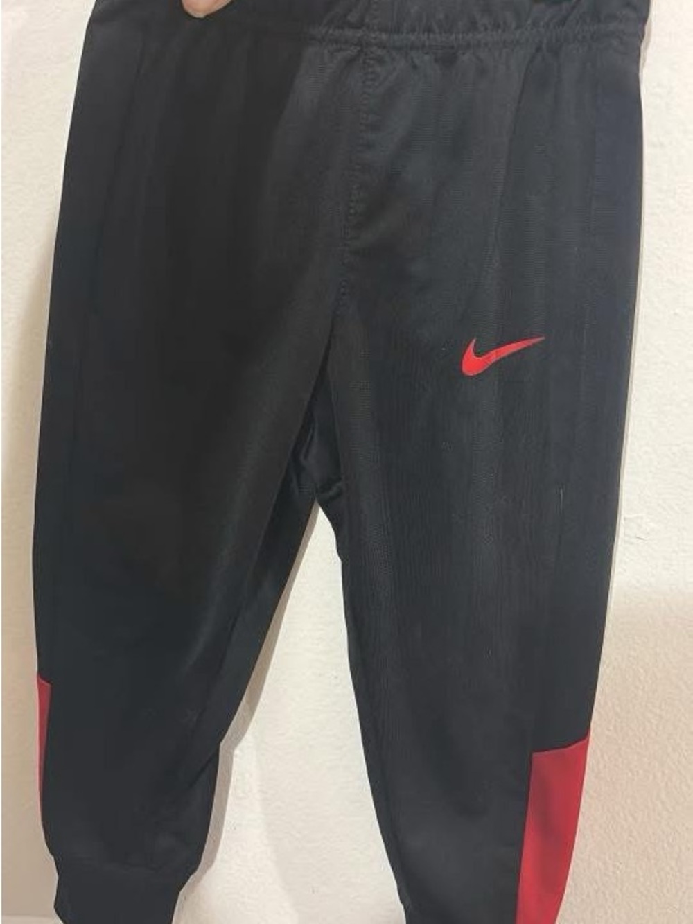 Nike Black Joggers with Red Swoosh and Red Panels